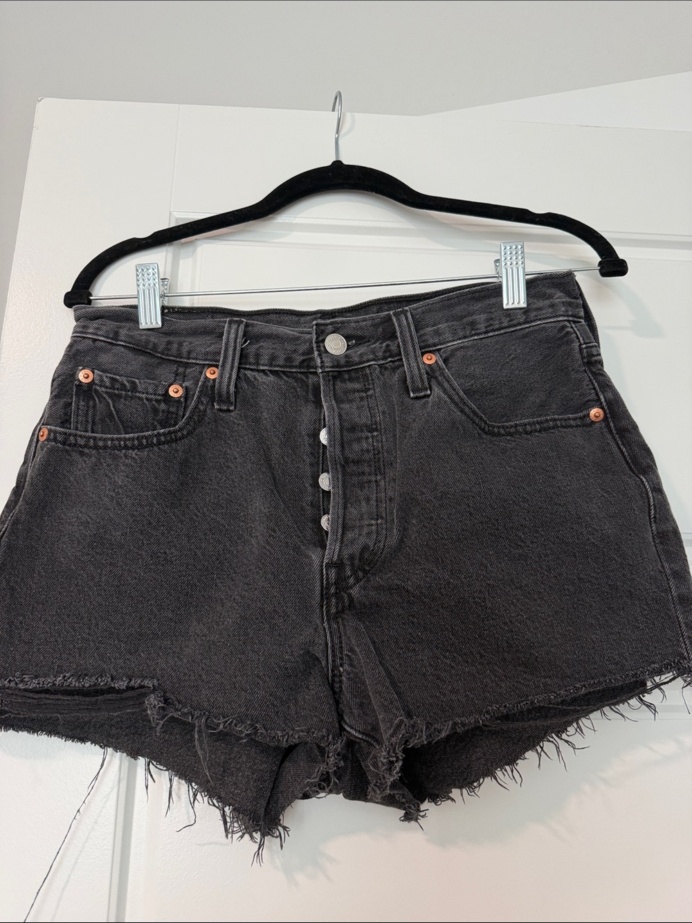 Levi's 501 Black Button-Fly Cutoff Denim Shorts